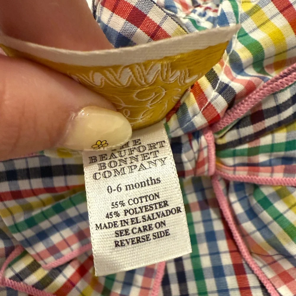TBBC - NEW WITHOUT TAGS The Beaufort Bonnet Company Multicolor Plaid Baby Romper - Picture 2 of 3